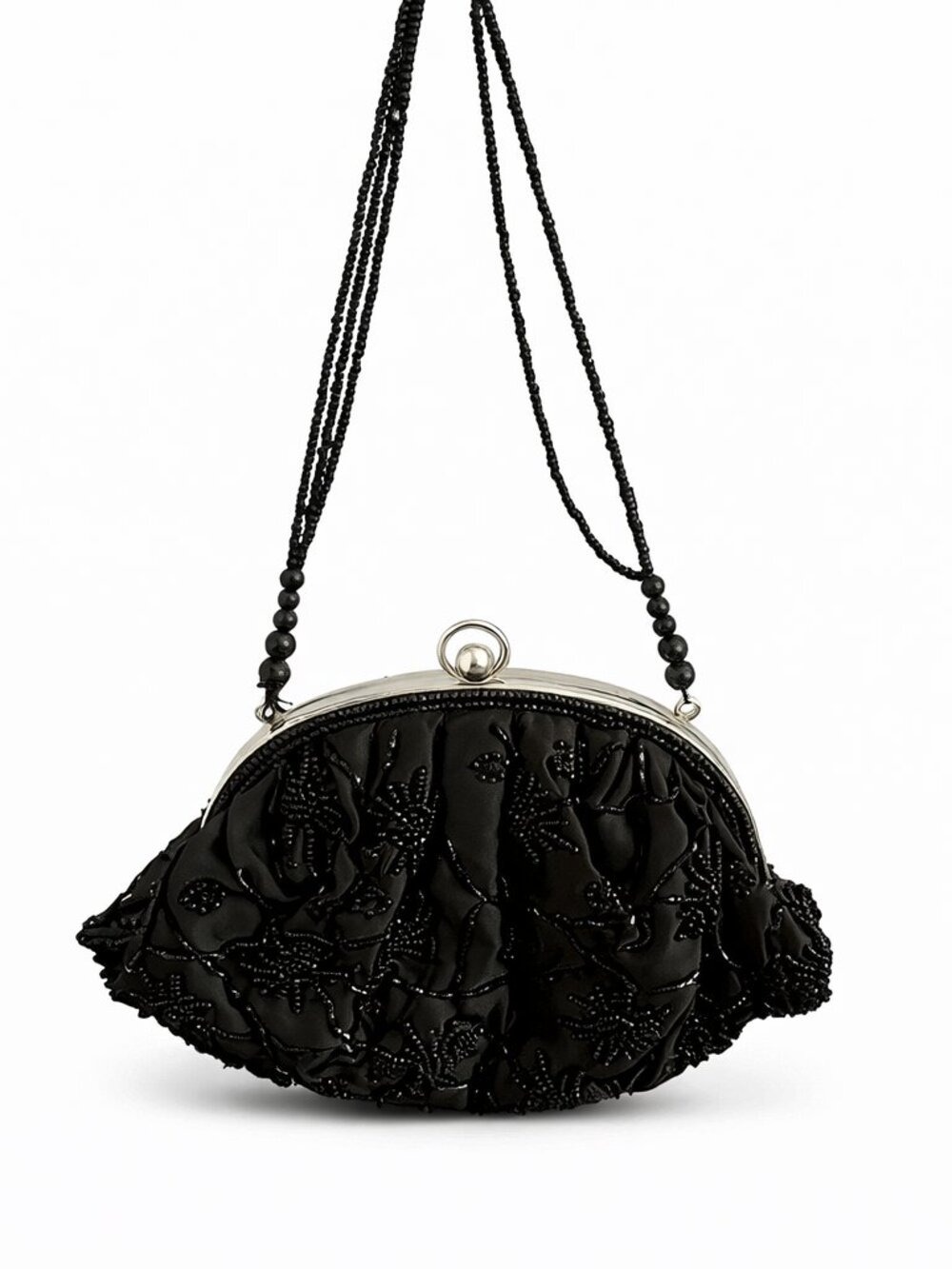 Vintage La Regale Black Beaded Evening Bag | Glam 1950s Formal Handbag